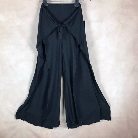 Material Girl Black Wrap-Front Palazzo Pants NWT XXS - Picture 4 of 12